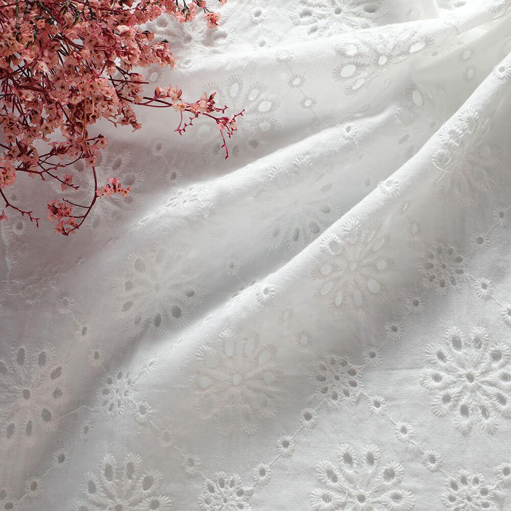 Embroidered Fabric Cutwork All-Over Cotton for Women's Wear Wholesale 4